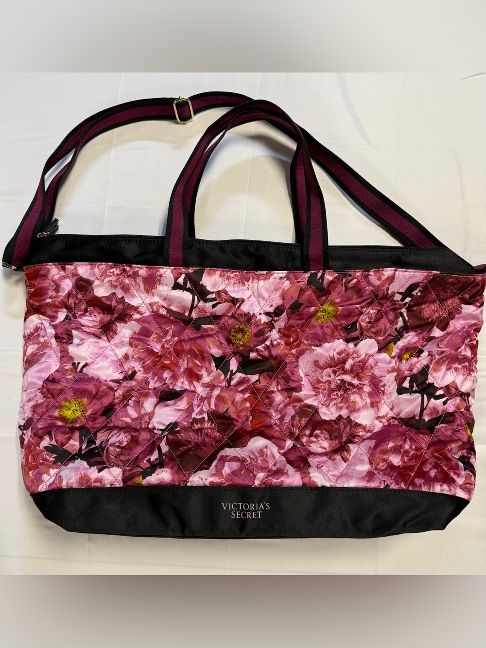 Victoria’s Secret Pink Floral Quilted Weekender Tote Travel Bag